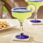 Acopa Tropic 12 oz. Margarita Glass with Blue Rim and Base - Sample