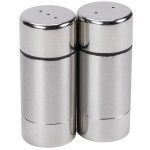 American Metalcraft SP35 1.5 oz. Stainless Steel Round Salt and Pepper Shaker Set