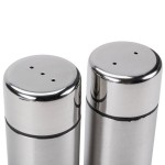 American Metalcraft SP35 1.5 oz. Stainless Steel Round Salt and Pepper Shaker Set