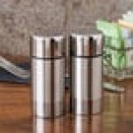 American Metalcraft SP35 1.5 oz. Stainless Steel Round Salt and Pepper Shaker Set