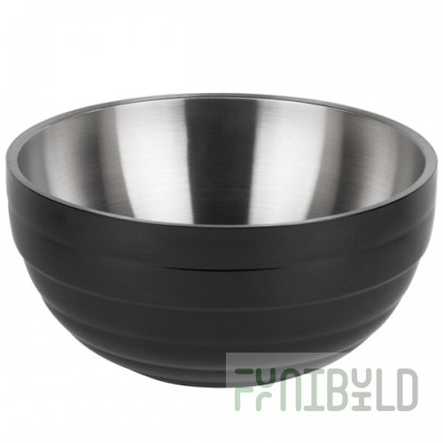 Vollrath 4659160 Double Wall Round Beehive 3.4 Qt. Serving Bowl - Black Black
