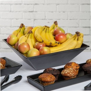 G.E.T. Enterprises BSD16BB Bugambilia 13.5 Qt. Classic Textured Finish Black Resin-Coated Aluminum XL Deep Square Bowl