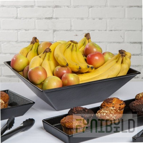 G.E.T. Enterprises BSD16BB Bugambilia 13.5 Qt. Classic Textured Finish Black Resin-Coated Aluminum XL Deep Square Bowl