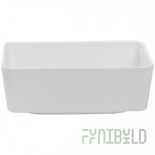 APS Universal 84 oz. Rectangular Matte White Melamine Bowl - 4/Case