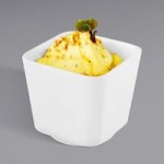 APS Universal 84 oz. Rectangular Matte White Melamine Bowl - 4/Case