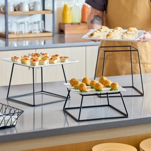 Acopa Square Black Metal 3-Piece Display Stand Set