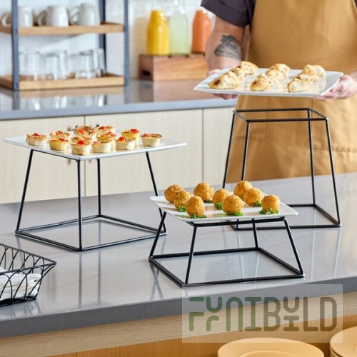 Acopa Square Black Metal 3-Piece Display Stand Set