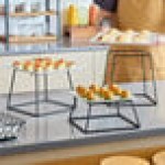 Acopa Square Black Metal 3-Piece Display Stand Set