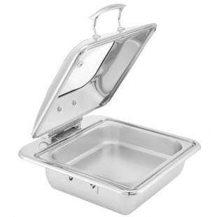 Walco Idol from Steelite International WLWI55UGT 6 Qt. Rectangle Stainless Steel Chafer with Body, Glass Top Lid, Food Pan, and Spoon Holder Walco Idol from Steelite International WLWI55UGT 6 Qt. Rectangle Stainless Steel Chafer with Body, Glass Top Lid, Food Pan, and Spoon Holder