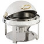 Bon Chef 12010 Elite Round 8 Qt. Dripless Round Stainless Steel with Brass Accents Roll Top Chafer with Contemporary Legs Bon Chef 12010 Elite Round 8 Qt. Dripless Round Stainless Steel with Brass Accents Roll Top Chafer with Contemporary Legs