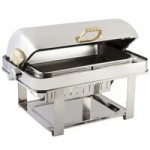 Bon Chef 12010 Elite Round 8 Qt. Dripless Round Stainless Steel with Brass Accents Roll Top Chafer with Contemporary Legs Bon Chef 12010 Elite Round 8 Qt. Dripless Round Stainless Steel with Brass Accents Roll Top Chafer with Contemporary Legs