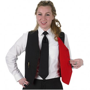 Henry Segal Women's Customizable Black / Red Reversible Server Vest - 2XS