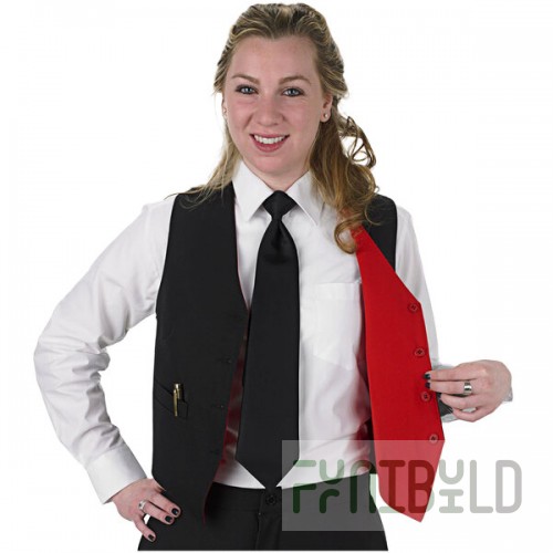 Henry Segal Women's Customizable Black / Red Reversible Server Vest - 2XS