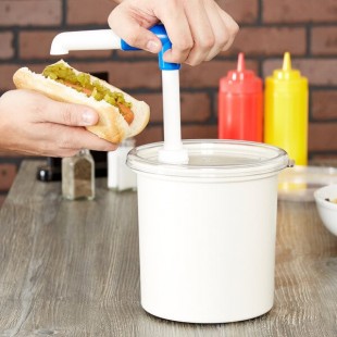 Cambro 1.7 Qt. White Insulated ColdFest Condiment Dispenser Kit with Maxi Pump and Cover Cambro 1.7 Qt. White Insulated ColdFest Condiment Dispenser Kit with Maxi Pump and Cover