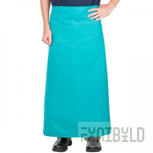 Intedge Teal Poly-Cotton Bistro Apron with 2 Pockets - 38