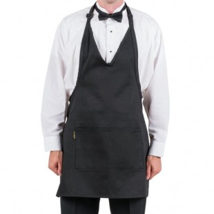 Chef Revival Black Poly-Cotton Customizable Tuxedo Apron with 2 Pockets - 32 Chef Revival Black Poly-Cotton Customizable Tuxedo Apron with 2 Pockets - 32