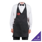 Chef Revival Black Poly-Cotton Customizable Tuxedo Apron with 2 Pockets - 32