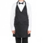 Chef Revival Black Poly-Cotton Customizable Tuxedo Apron with 2 Pockets - 32