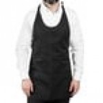 Uncommon Chef 3042 Black Customizable Poly-Cotton Twill Scoop Neck Tuxedo Apron with Adjustable Neck Strap and 3 Pockets - 28