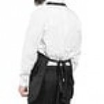 Uncommon Chef 3042 Black Customizable Poly-Cotton Twill Scoop Neck Tuxedo Apron with Adjustable Neck Strap and 3 Pockets - 28