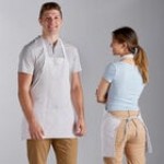 Choice Khaki Poly-Cotton Front of House Bib Apron with 3 Pockets - 25