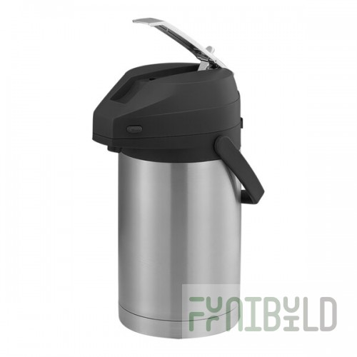 Service Ideas Color-Me-SVAC 2.5 Liter Brushed Stainless Steel Lined Airpot with Lever and Black Top CTAL25BL