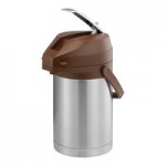 Service Ideas Color-Me-SVAC 2.5 Liter Brushed Stainless Steel Lined Airpot with Lever and Black Top CTAL25BL