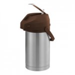 Service Ideas Color-Me-SVAC 2.5 Liter Brushed Stainless Steel Lined Airpot with Lever and Black Top CTAL25BL