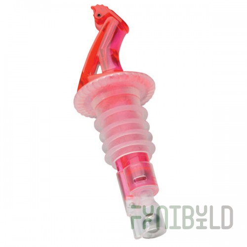 Precision Pours 12 WR F 0.5 oz. Watermelon Red Measured Liquor Pourer with Fliptop - 12/Pack