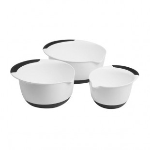OXO 1066421 Good Grips 3-Piece White Plastic Mixing Bowl Set with Non-Slip Bases - 3/Set