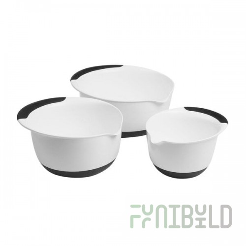 OXO 1066421 Good Grips 3-Piece White Plastic Mixing Bowl Set with Non-Slip Bases - 3/Set