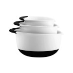 OXO 1066421 Good Grips 3-Piece White Plastic Mixing Bowl Set with Non-Slip Bases - 3/Set OXO 1066421 Good Grips 3-Piece White Plastic Mixing Bowl Set with Non-Slip Bases - 3/Set