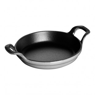 Staub 8 oz. Graphite Gray Mini Enameled Cast Iron Gratin / Roasting Dish 1004096 Staub 8 oz. Graphite Gray Mini Enameled Cast Iron Gratin / Roasting Dish 1004096