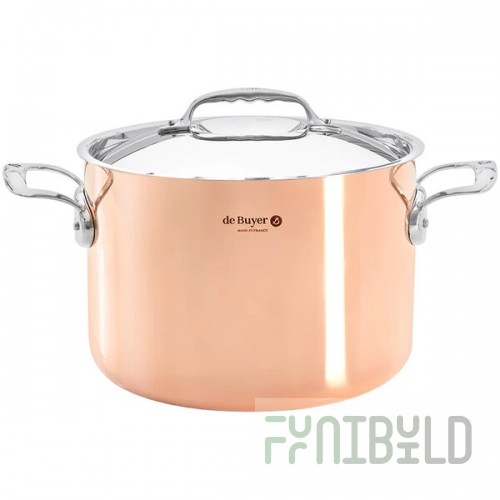 de Buyer Prima Matera 7.9 Qt. Induction Ready Copper Sauce Pot with Cover 6243.24