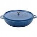 GET Heiss 7.5 Qt. Cobalt Blue Enamel Coated Cast Aluminum Round Brazier / Paella Pan with Lid CA-015-CB/BK/CC GET Heiss 7.5 Qt. Cobalt Blue Enamel Coated Cast Aluminum Round Brazier / Paella Pan with Lid CA-015-CB/BK/CC