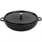 GET Heiss 7.5 Qt. Cobalt Blue Enamel Coated Cast Aluminum Round Brazier / Paella Pan with Lid CA-015-CB/BK/CC GET Heiss 7.5 Qt. Cobalt Blue Enamel Coated Cast Aluminum Round Brazier / Paella Pan with Lid CA-015-CB/BK/CC