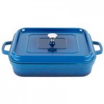 GET Heiss 7.5 Qt. Cobalt Blue Enamel Coated Cast Aluminum Round Brazier / Paella Pan with Lid CA-015-CB/BK/CC GET Heiss 7.5 Qt. Cobalt Blue Enamel Coated Cast Aluminum Round Brazier / Paella Pan with Lid CA-015-CB/BK/CC