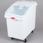 Rubbermaid® FG360388WHT ProSave 30.8 Gallon / 490 Cup White Slant Top Mobile Ingredient Storage Bin with Sliding Lid & Scoop Rubbermaid® FG360388WHT ProSave 30.8 Gallon / 490 Cup White Slant Top Mobile Ingredient Storage Bin with Sliding Lid & Scoop