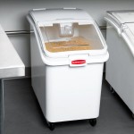 Rubbermaid® FG360388WHT ProSave 30.8 Gallon / 490 Cup White Slant Top Mobile Ingredient Storage Bin with Sliding Lid & Scoop Rubbermaid® FG360388WHT ProSave 30.8 Gallon / 490 Cup White Slant Top Mobile Ingredient Storage Bin with Sliding Lid & Scoop
