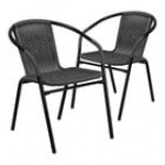 Flash Furniture Lila Gray Rattan Stackable Arm Chair - 2/Set Flash Furniture Lila Gray Rattan Stackable Arm Chair - 2/Set