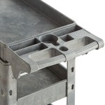 Lavex Medium Gray 3-Shelf Utility Cart with Premium Handle and Built-In Tool Compartments - 40 11/16 Lavex Medium Gray 3-Shelf Utility Cart with Premium Handle and Built-In Tool Compartments - 40 11/16