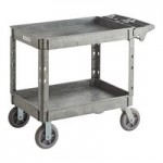 Lavex Medium Gray 3-Shelf Utility Cart with Premium Handle and Built-In Tool Compartments - 40 11/16 Lavex Medium Gray 3-Shelf Utility Cart with Premium Handle and Built-In Tool Compartments - 40 11/16