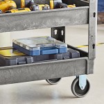 Lavex Medium Gray 3-Shelf Utility Cart with Premium Handle and Built-In Tool Compartments - 40 11/16 Lavex Medium Gray 3-Shelf Utility Cart with Premium Handle and Built-In Tool Compartments - 40 11/16