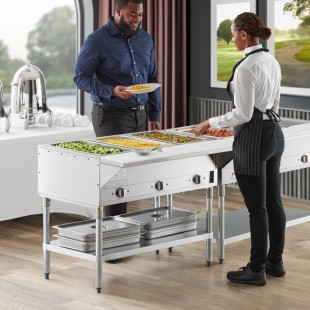 ServIt EST-3WS Three Pan Sealed Well Electric Steam Table with Adjustable Undershelf - 120V, 1500W