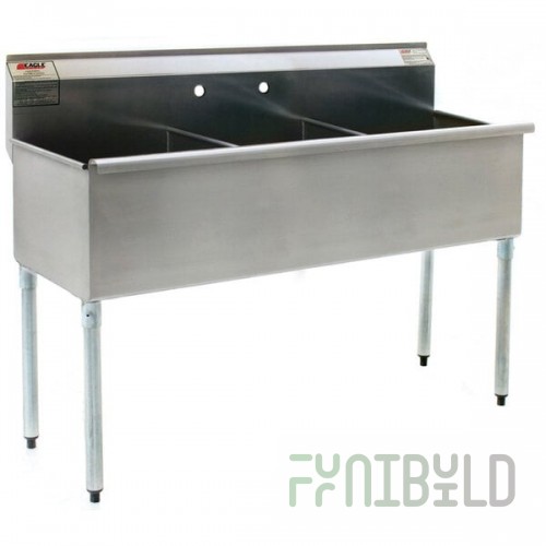 Eagle Group 2148-3-18-16/3 Three Compartment Stainless Steel Commercial Sink with Two Drainboards - 84 1/4
