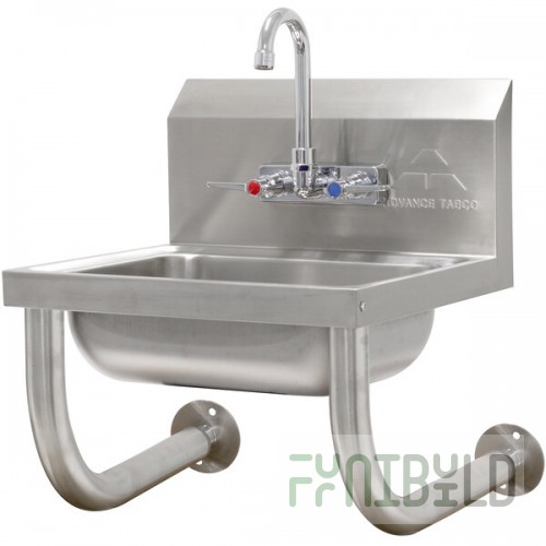 Advance Tabco 7-PS-64 Wall Mounted Hand Sink with Tubular Supports - 17 1/4