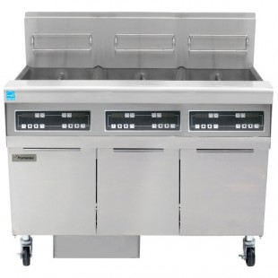 Frymaster FPPH355 Liquid Propane 150 lb. 3 Unit High-Efficiency Gas Floor Fryer System with Digital Controls - 240,000 BTU