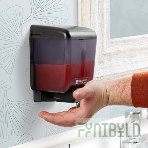 San Jamar SN30TBK Classic 30 oz. Black Liquid Soap / Hand Sanitizer Dispenser