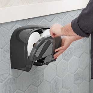 Tork Opticore 565528 High Capacity Black Double Roll Toilet Tissue Dispenser T10 Tork Opticore 565528 High Capacity Black Double Roll Toilet Tissue Dispenser T10