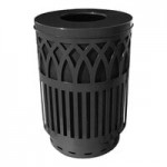 Witt Industries COV40P-DT-BK Covington 40 Gallon Black Steel Round Outdoor Decorative Trash Can with Push Door Dome Top Lid Witt Industries COV40P-DT-BK Covington 40 Gallon Black Steel Round Outdoor Decorative Trash Can with Push Door Dome Top Lid